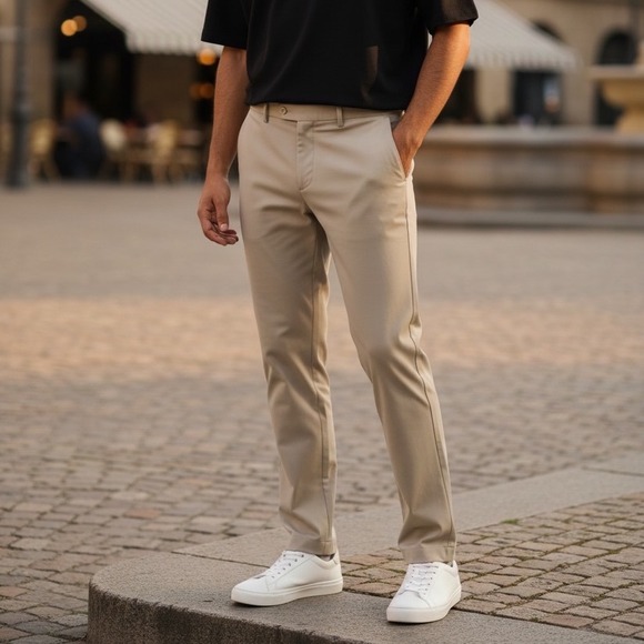 Peter Millar Crown Crafted Chino‎ Pants Men's 33x32 Tan Performance Flat Front - Picture 2 of 8